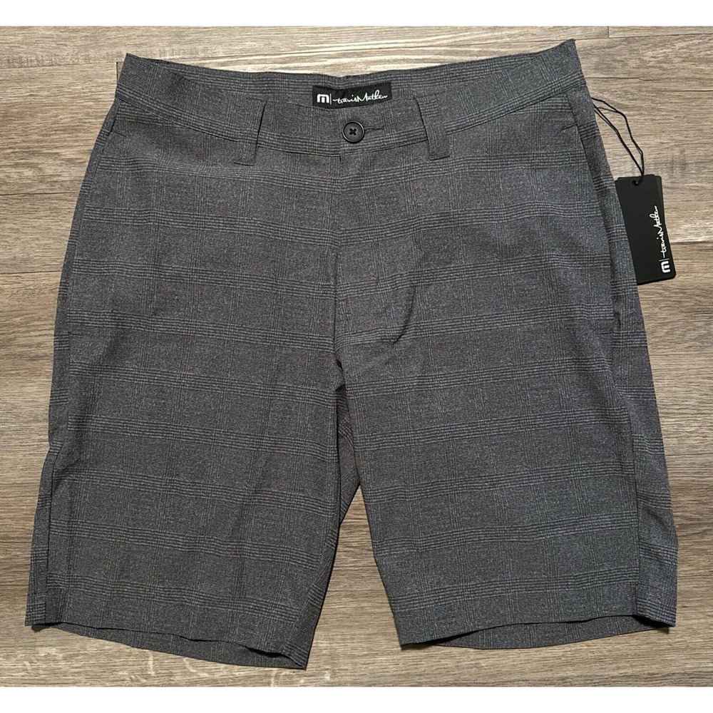 NEW Travis Mathew Men's Size 30 Textured Grey Pinstripe Grommet Golf Shorts